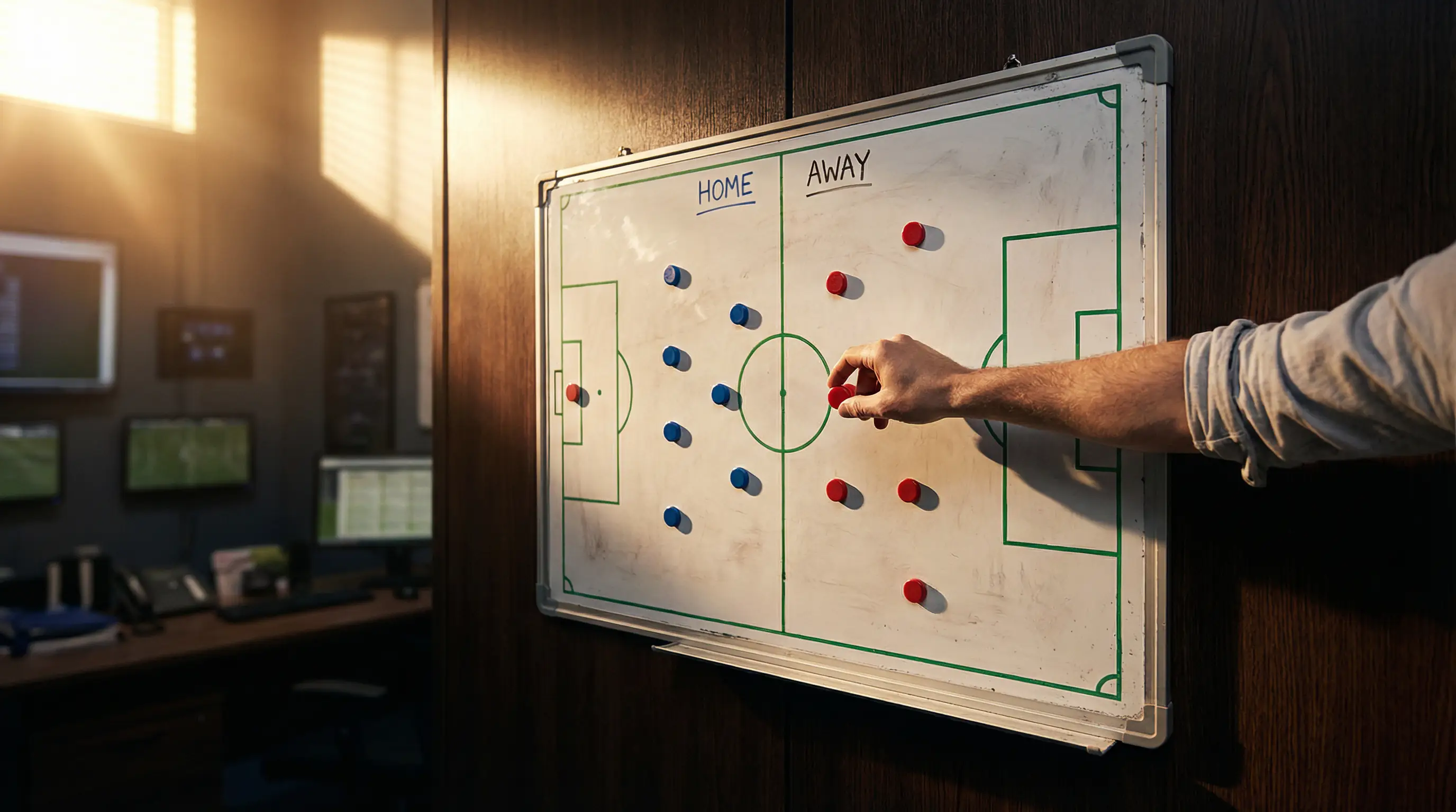 Bundesliga Spielanalyse für Wetten – Taktiktafel mit Fußball-Aufstellung