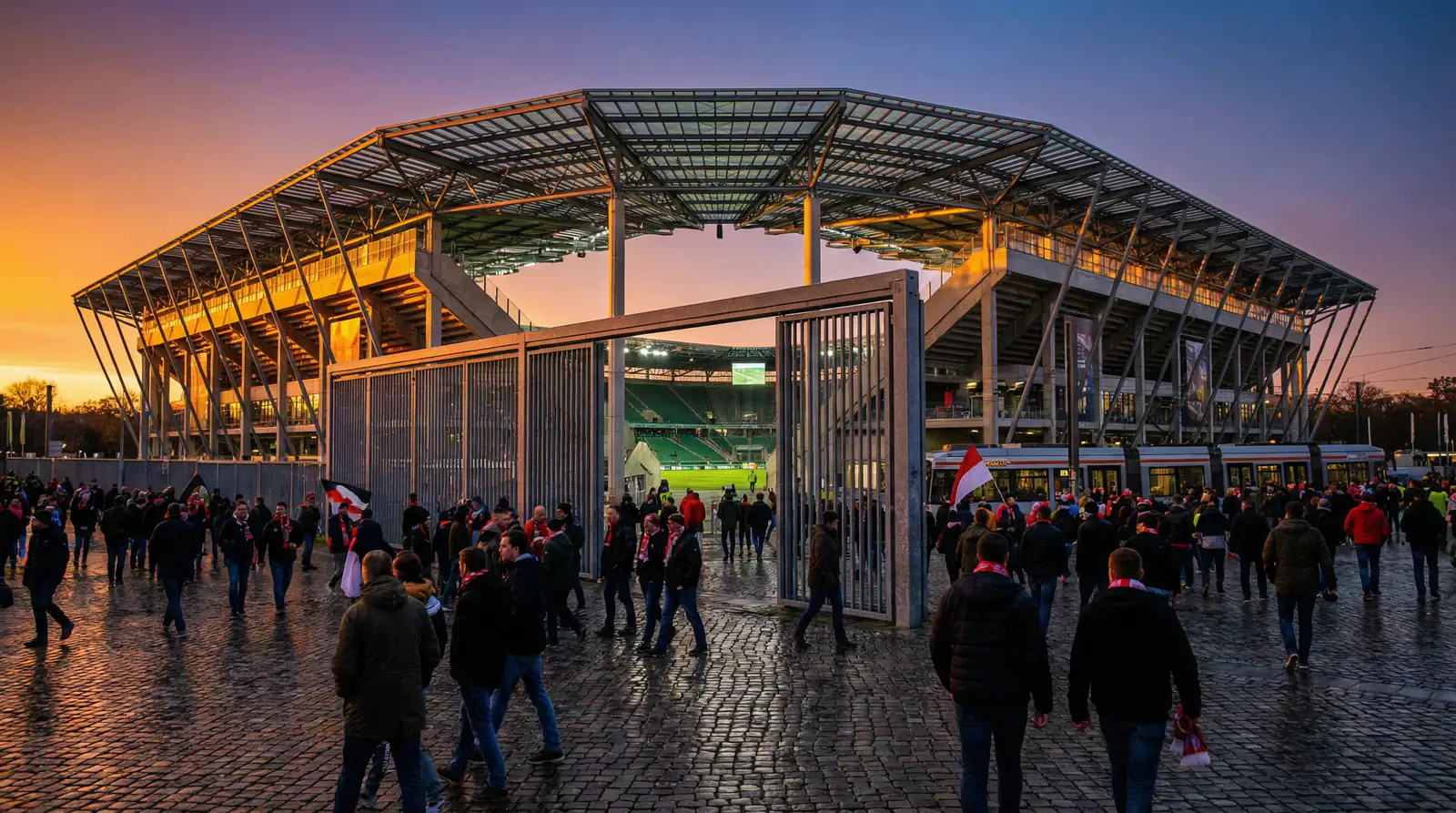 Bundesliga-Stadion bei Flutlicht — Heimvorteil und Spielanalyse