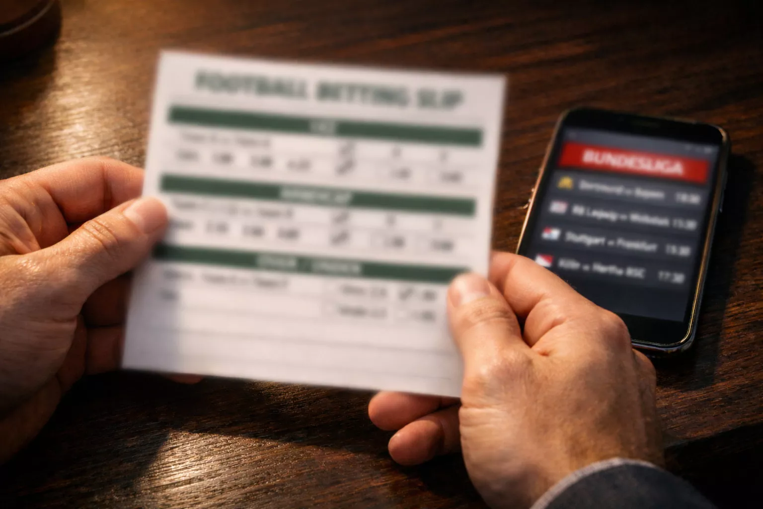 Bundesliga Wettarten erklärt – Wettschein mit verschiedenen Märkten