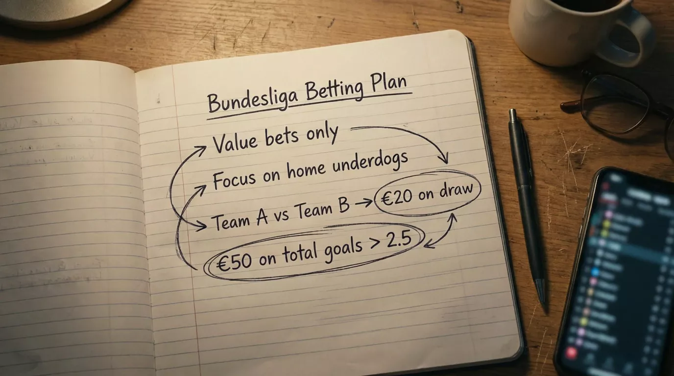 Bundesliga Wetten Strategien – Notizbuch mit Wettstrategie-Planung