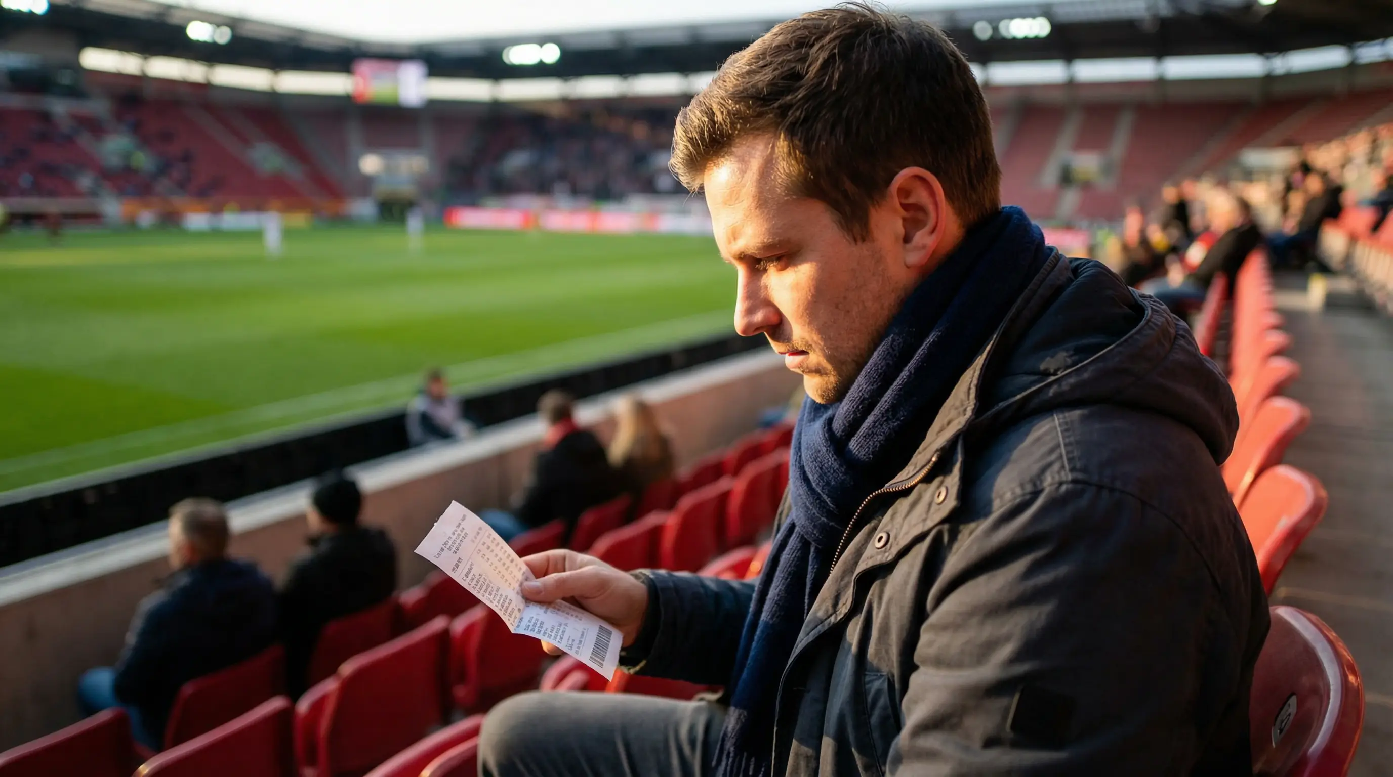 Dreiweg-Wette 1X2 Bundesliga – Fan analysiert Wettschein im Stadion