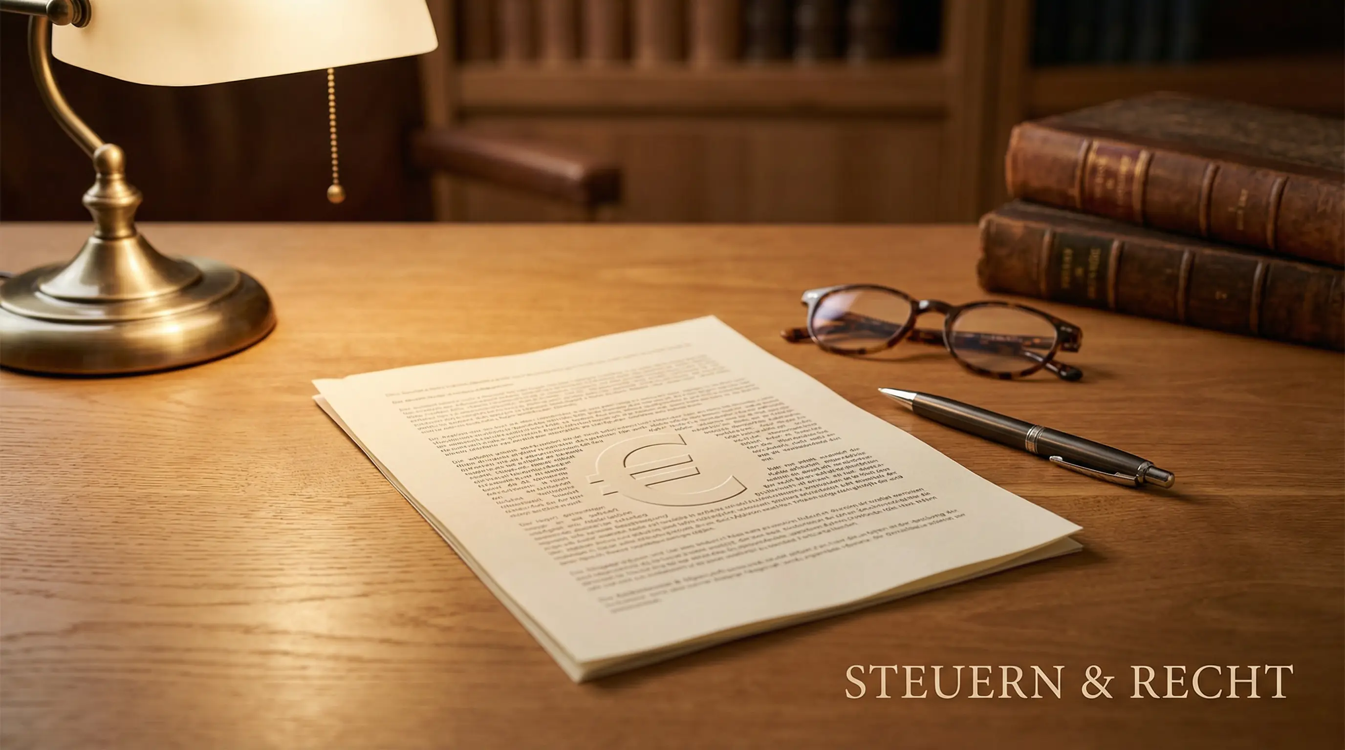 Sportwetten Steuern Deutschland – Dokument mit €-Zeichen und Stift auf einem Holzschreibtisch